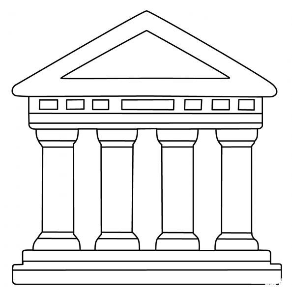Classical Building Emoji coloring page image