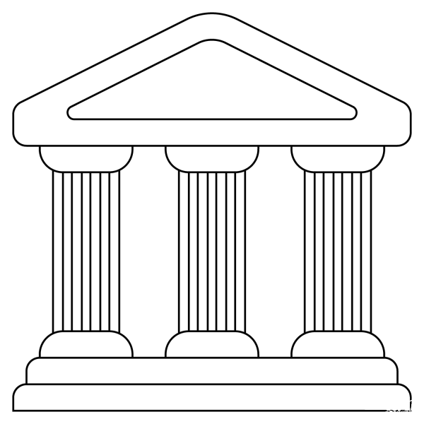 Classical Building Emoji coloring page image