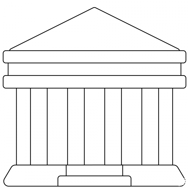 Classical Building Emoji coloring page image
