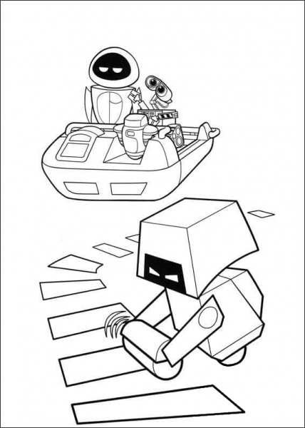 Cleaning Robot Is Looking For Wall-E  coloring page image