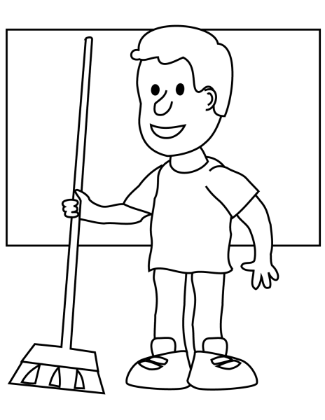 Cleaning Worker coloring page image