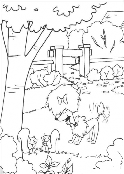 Cleo Plays In The Garden  coloring page image