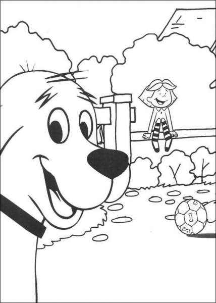 Clifford Wants To Play With Emily  coloring page image