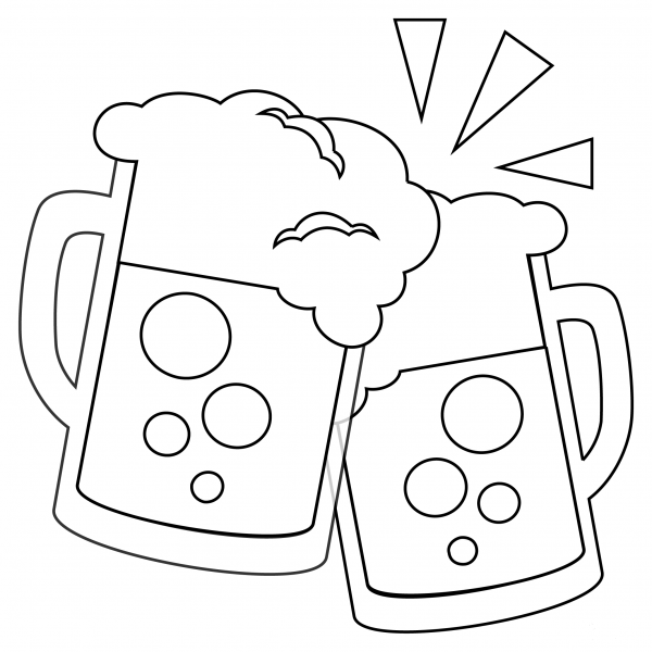 Clinking Beer Mugs coloring page image