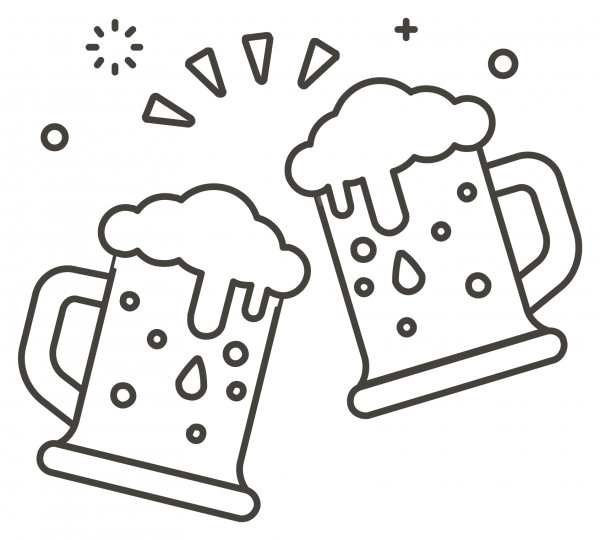 Clinking Beer Mugs coloring page image