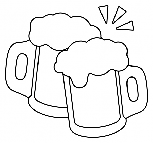 Clinking Beer Mugs Emoji coloring page image