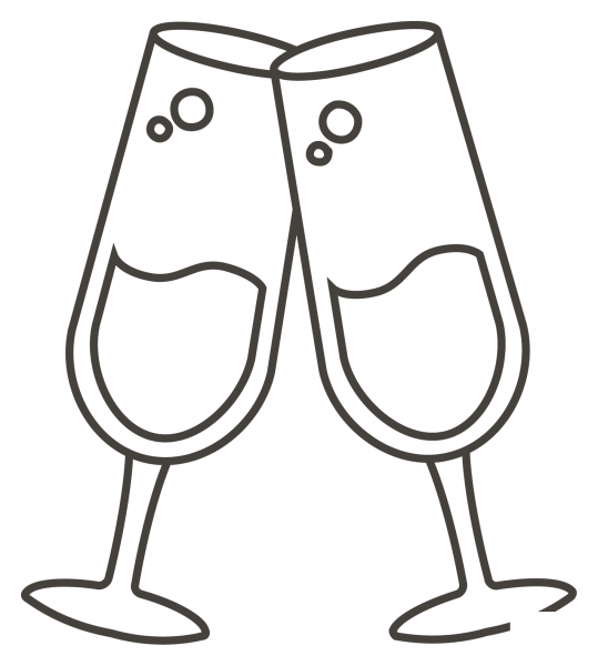Clinking Glasses coloring page image