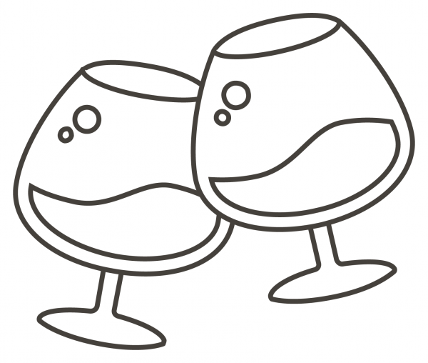 Clinking Glasses coloring page image