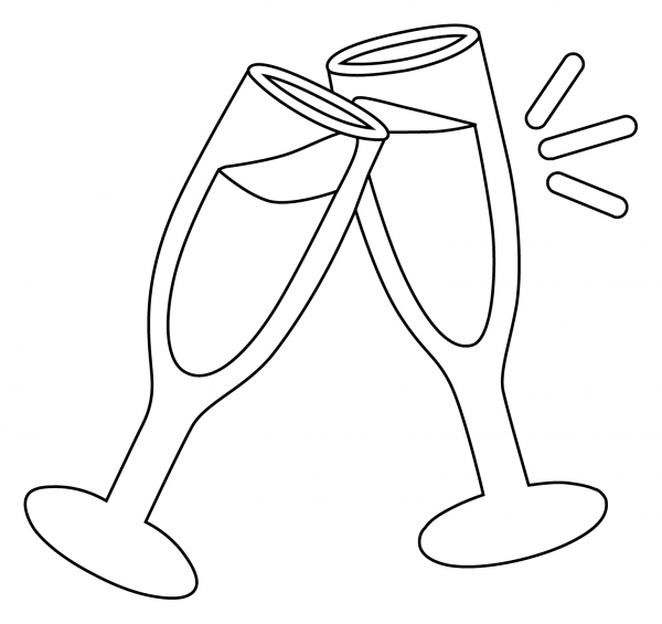 Clinking Glasses Emoji coloring page image