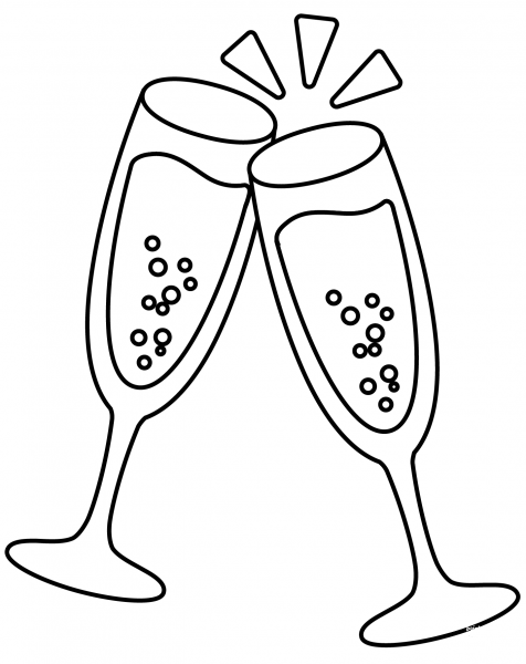 Clinking Glasses Emoji coloring page image