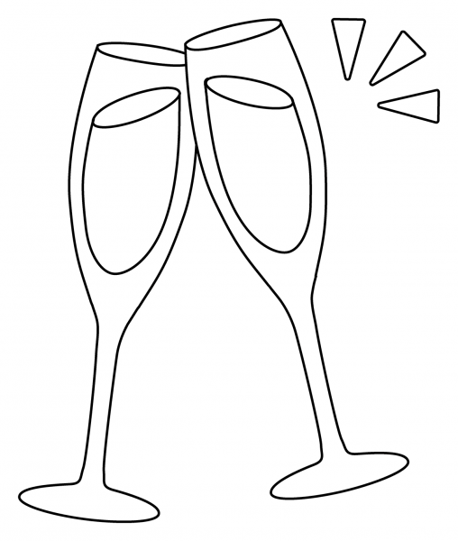 Clinking Glasses Emoji coloring page image