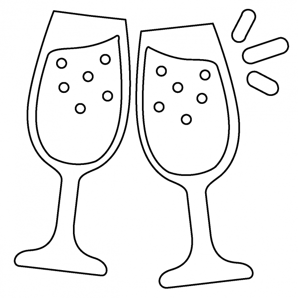 Clinking Glasses Emoji coloring page image