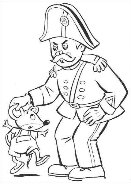 Clockwork Mouse and Mr Plod coloring page image