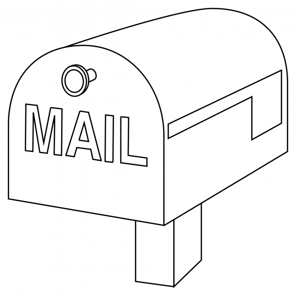 Closed Mailbox with Lowered Flag coloring page image
