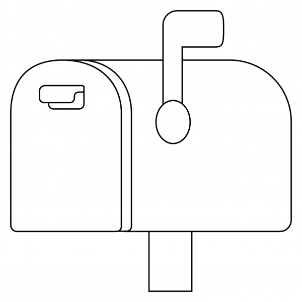 Closed Mailbox with Raised Flag Emoji coloring page image