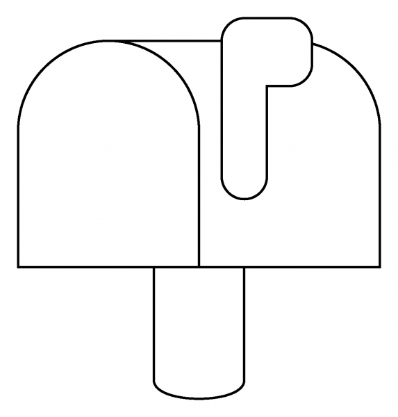 Closed Mailbox with Raised Flag Emoji coloring page image
