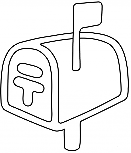 Closed Mailbox with Raised Flag Emoji coloring page image
