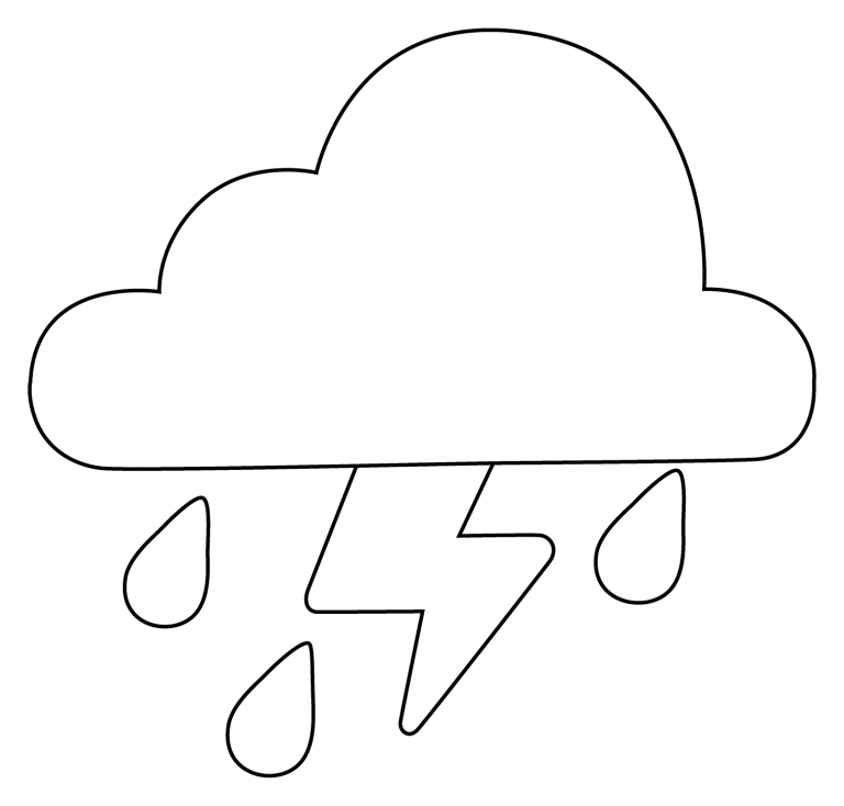 Cloud with Lightning and Rain Emoji coloring page - ColouringPages