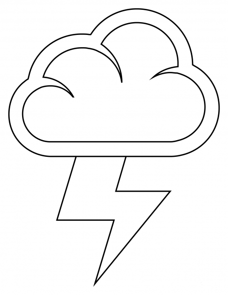Cloud with Lightning coloring page image