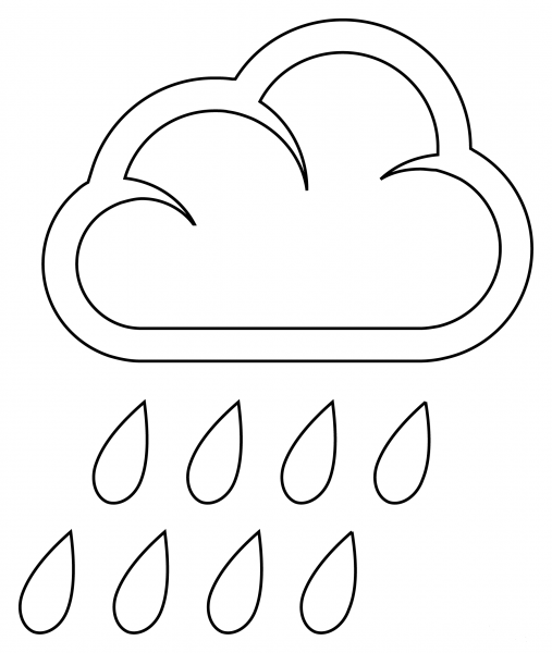 Cloud with Rain coloring page image