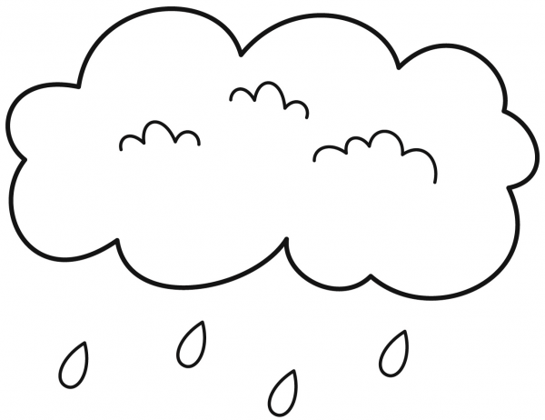 Cloud with Rain coloring page image