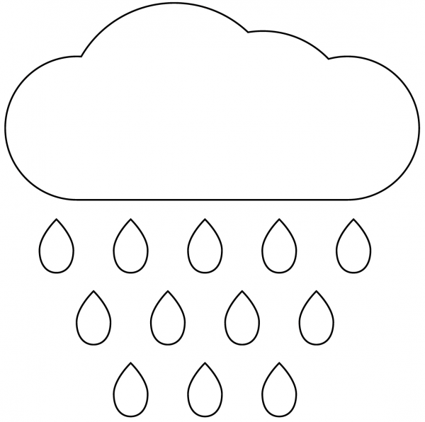 Cloud with Rain coloring page image