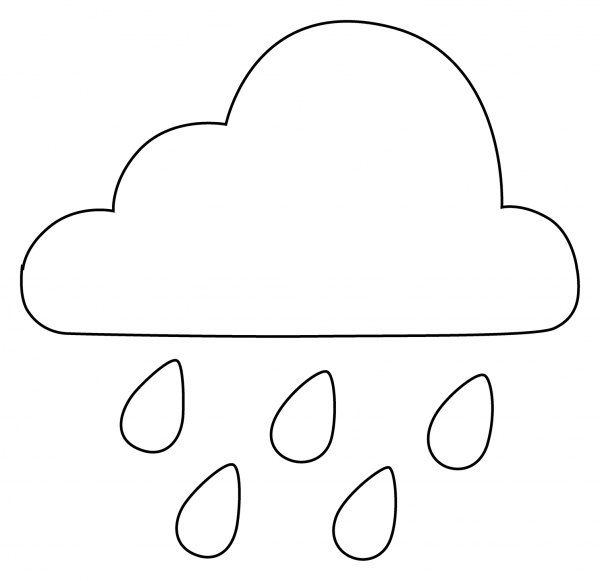 Cloud with Rain Emoji coloring page image