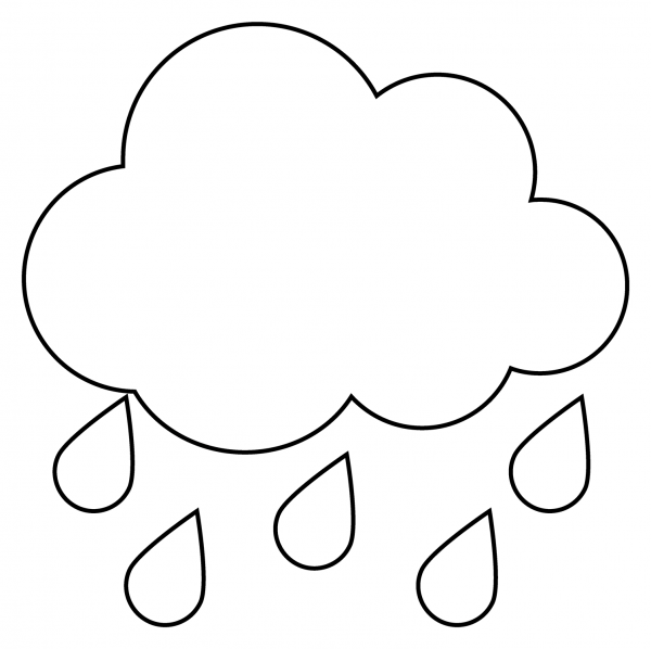Cloud with Rain Emoji coloring page image