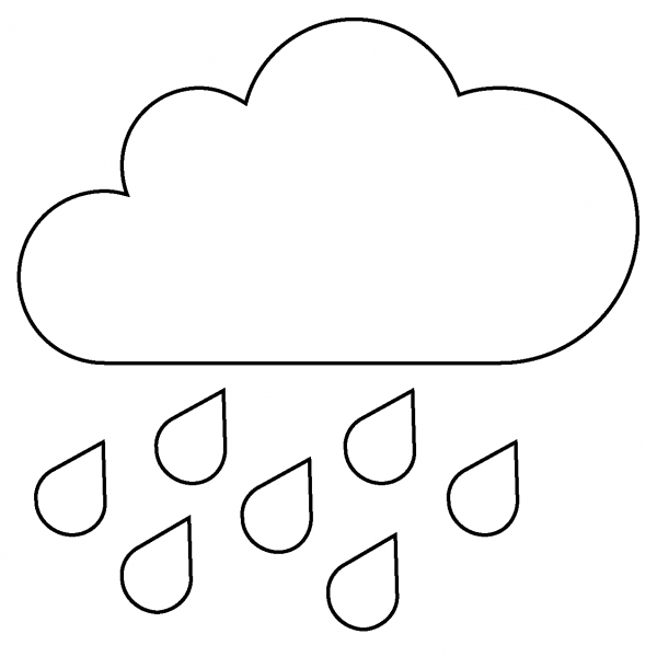 Cloud with Rain Emoji coloring page image