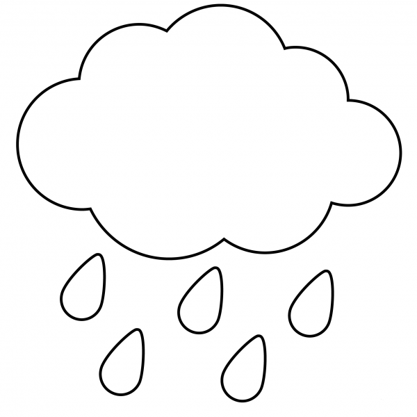 Cloud with Rain Emoji coloring page image