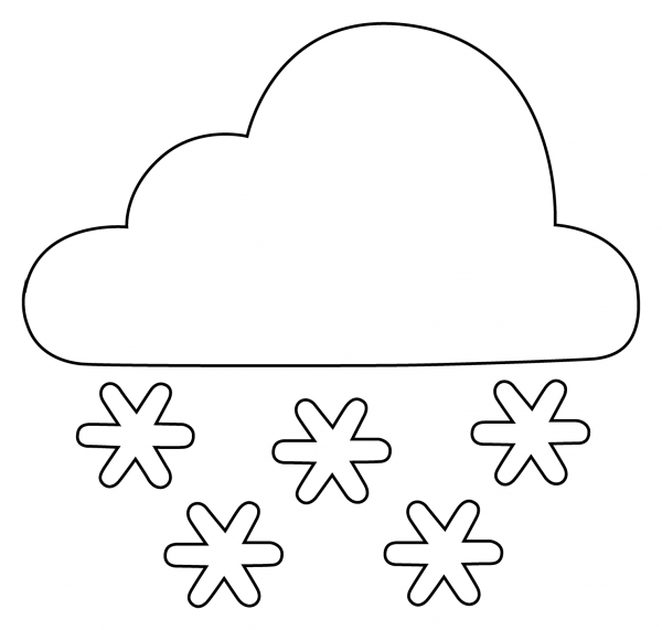 Cloud with Snow Emoji coloring page image