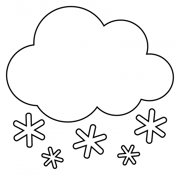 Cloud with Snow Emoji coloring page image