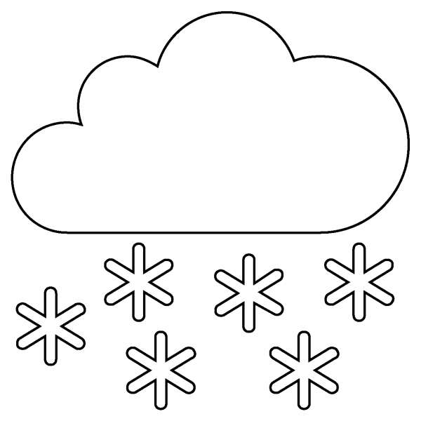 Cloud with Snow Emoji coloring page image