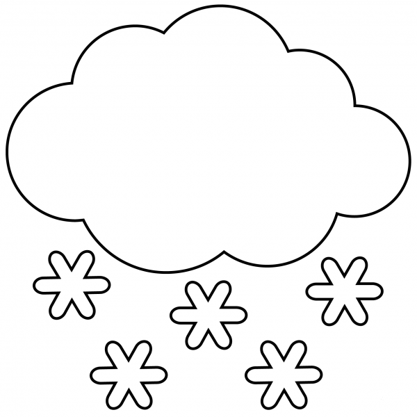 Cloud with Snow Emoji coloring page image