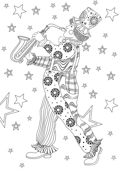 Clown from Mardi Gras Carnival coloring page image