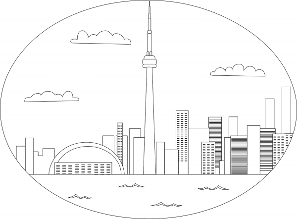 CN Tower coloring page image