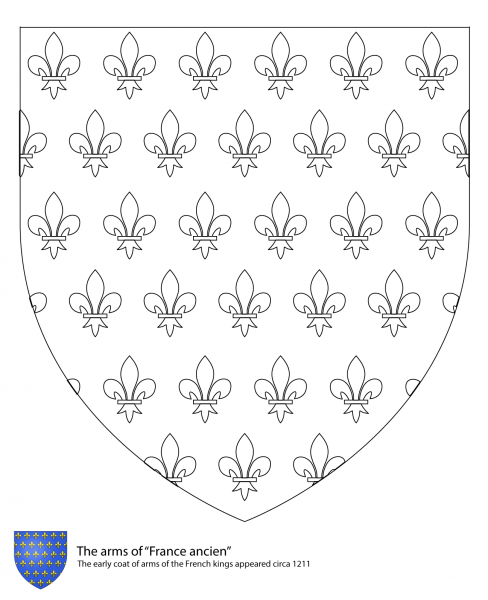 Coat of Arms of French Kings coloring page image