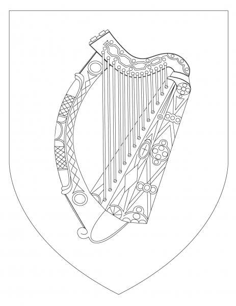 Coat of Arms of Ireland coloring page image
