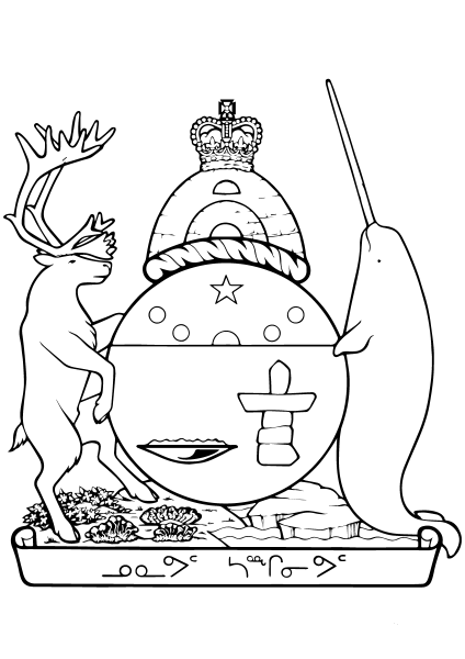 Coat of Arms of Nunavut coloring page image