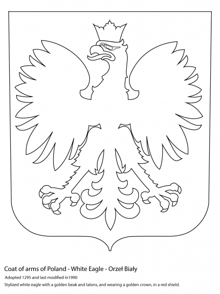 Coat of Arms of Poland coloring page image