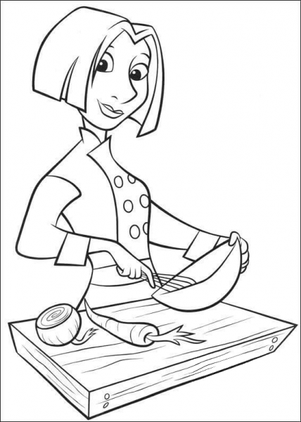 Colette Makes a salad coloring page image