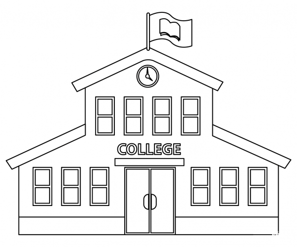 College Building coloring page image