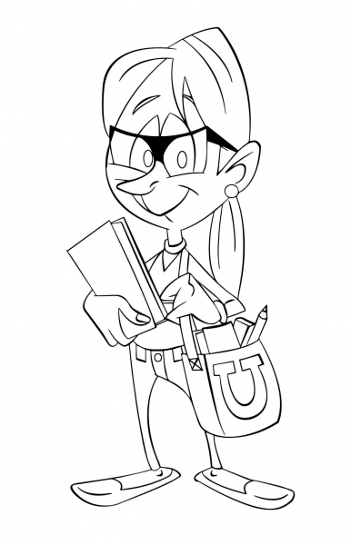 College Girl Caricature coloring page image