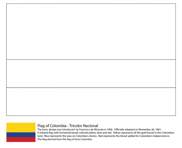 Colombia Flag coloring page image