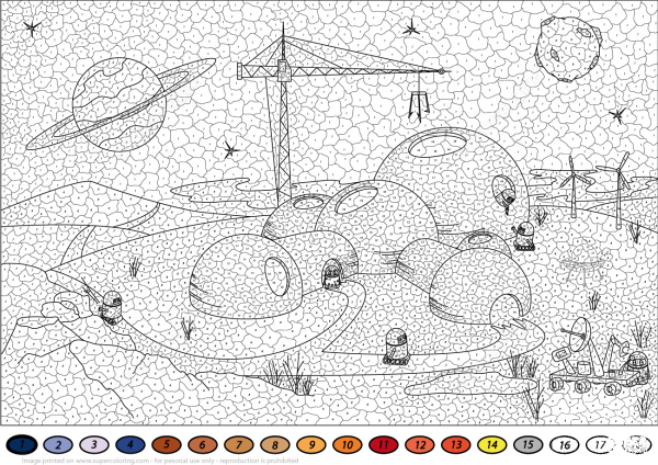 Colonisation of Mars Color by Number image