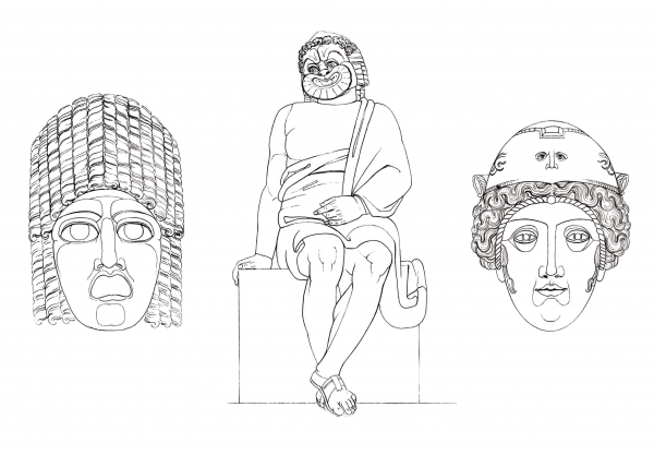 Comedian Masks coloring page image