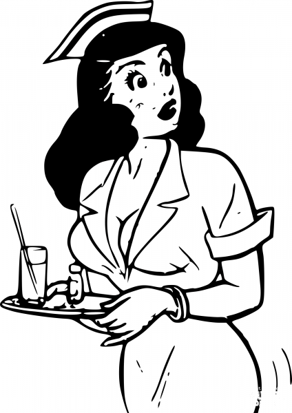 Comic Retro Nurse coloring page image