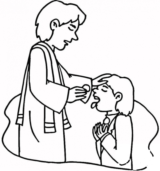 Communion in Church coloring page image