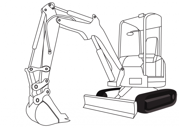 Compact Excavator coloring page image