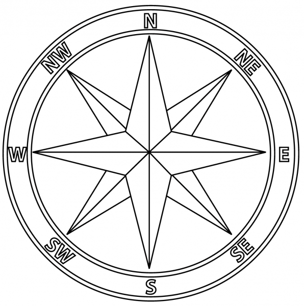 Compass Rose coloring page image